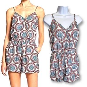 Banana Republic Floral Patterned Jumpsuit - Blue and Orange